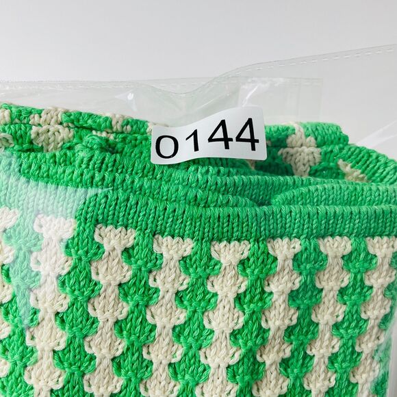 Zara Cropped Knit Blouse Medium Green White Pattern Cropped Knit Tie Front S/M - Picture 12 of 12